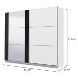 Guardaroba Grande Bianco Nero Appendiabiti 8 Ripiani 217x210h cm, 2 Ante - Prela