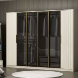 Guardaroba Grande Bianco Nero Fume Appendiabiti 12 Ripiani 274x210h cm, Apertura Battente - Gavi