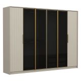 Guardaroba Grande Bianco Nero Fume Appendiabiti 12 Ripiani 274x210h cm, Apertura Battente - Gavi