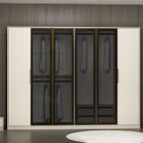 Guardaroba Grande Bianco Nero Fume Appendiabiti 12 Ripiani 274x210h cm, Apertura Battente - Gavi