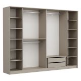 Guardaroba Grande Bianco Nero Fume Appendiabiti 12 Ripiani 274x210h cm, Apertura Battente - Gavi