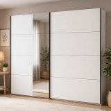 Guardaroba Grande Bianco Opaco 2 Ripiani Appendiabiti 245x217.5h cm, 2 Ante - Resiutta