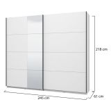 Guardaroba Grande Bianco Opaco 2 Ripiani Appendiabiti 245x217.5h cm, 2 Ante - Resiutta