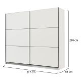 Guardaroba Grande Bianco Opaco 8 Ripiani Appendiabiti 217x210h cm, 2 Ante - Piateda