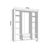 Guardaroba Grande Bianco Opaco Marrone Rovere 2 Cassetti 8 Ripiani 186x216h cm, Appendiabiti - Mahone