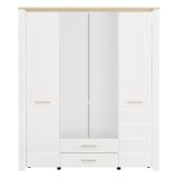 Guardaroba Grande Bianco Opaco Marrone Rovere 2 Cassetti 8 Ripiani 186x216h cm, Appendiabiti - Mahone