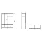 Guardaroba Grande Bianco Opaco Marrone Rovere Nodi 2 Ripiani 2 Cassetti 155x208h cm, Appendiabiti - Spigno