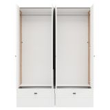 Guardaroba Grande Bianco Opaco Marrone Rovere Nodi 2 Ripiani 2 Cassetti 155x208h cm, Appendiabiti - Spigno