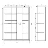 Guardaroba Grande Bianco Opaco Marrone Rovere Nodi Appendiabiti 4 Ripiani 156x208h cm, 6 Vani - Pushka