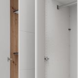Guardaroba Grande Bianco Opaco Marrone Rovere Nodi Appendiabiti 4 Ripiani 156x208h cm, 6 Vani - Pushka