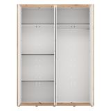 Guardaroba Grande Bianco Opaco Marrone Rovere Nodi Appendiabiti 4 Ripiani 156x208h cm, 6 Vani - Pushka