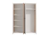 Guardaroba Grande Bianco Opaco Marrone Rovere Nodi Appendiabiti 5 Ripiani 157.5x203.5h cm, 4 Ante - Monvalle