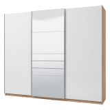 Guardaroba Grande Bianco Opaco Marrone Rovere Nodi Appendiabiti 6 Ripiani 262.5x224h cm, 3 Ante - Carasco
