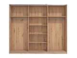 Guardaroba Grande Bianco Opaco Marrone Rovere Nodi Appendiabiti 6 Ripiani 262.5x224h cm, 3 Ante - Carasco