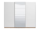 Guardaroba Grande Bianco Opaco Marrone Rovere Nodi Appendiabiti 6 Ripiani 262.5x224h cm, 3 Ante - Carasco