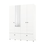 Guardaroba Grande Bianco Opaco Nero 2 Ripiani 2 Cassetti 155x208h cm, Appendiabiti - Spigno
