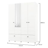 Guardaroba Grande Bianco Opaco Nero 2 Ripiani 2 Cassetti 155x208h cm, Appendiabiti - Spigno