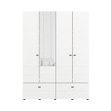 Guardaroba Grande Bianco Opaco Nero 2 Ripiani 2 Cassetti 155x208h cm, Appendiabiti - Spigno