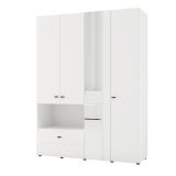 Guardaroba Grande Bianco Opaco Nero 4 Ripiani un Cassetto 155x208h cm, Appendiabiti - Omete