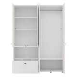 Guardaroba Grande Bianco Opaco Nero 4 Ripiani un Cassetto 155x208h cm, Appendiabiti - Omete