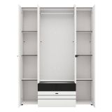 Guardaroba Grande Bianco Opaco Nero 6 Ripiani 2 Cassetti 155x208h cm, Appendiabiti - Watamu