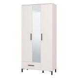 Guardaroba Grande Bianco Opaco Nero 6 Ripiani un Cassetto 93x192.5h cm, Appendiabiti - Cimitile