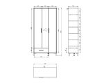 Guardaroba Grande Bianco Opaco Nero 6 Ripiani un Cassetto 93x192.5h cm, Appendiabiti - Cimitile