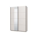 Guardaroba Grande Bianco Opaco Nero Appendiabiti 2 Ripiani 145.5x217.5h cm, Apertura Scorrevole - Pasturo