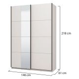 Guardaroba Grande Bianco Opaco Nero Appendiabiti 2 Ripiani 145.5x217.5h cm, Apertura Scorrevole - Pasturo