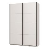 Guardaroba Grande Bianco Opaco Nero Appendiabiti 2 Ripiani 145.5x217.5h cm, Apertura Scorrevole - Tredozio