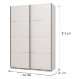 Guardaroba Grande Bianco Opaco Nero Appendiabiti 2 Ripiani 145.5x217.5h cm, Apertura Scorrevole - Tredozio