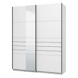 Guardaroba Grande Bianco Opaco Nero Appendiabiti 2 Ripiani 145.5x217.5h cm, Apertura Scorrevole - Vialone