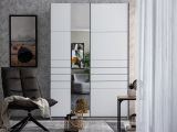 Guardaroba Grande Bianco Opaco Nero Appendiabiti 2 Ripiani 145.5x217.5h cm, Apertura Scorrevole - Vialone