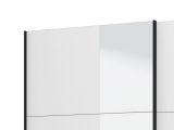Guardaroba Grande Bianco Opaco Nero Appendiabiti 2 Ripiani 145.5x217.5h cm, Apertura Scorrevole - Vialone
