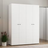 Guardaroba Grande Bianco Opaco Nero Appendiabiti 2 Ripiani 155x208h cm, 4 Vani - Soris