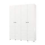 Guardaroba Grande Bianco Opaco Nero Appendiabiti 2 Ripiani 155x208h cm, 4 Vani - Soris