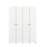 Guardaroba Grande Bianco Opaco Nero Appendiabiti 2 Ripiani 155x208h cm, 4 Vani - Soris