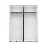 Guardaroba Grande Bianco Opaco Nero Appendiabiti 2 Ripiani 155x208h cm, 4 Vani - Soris