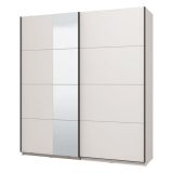 Guardaroba Grande Bianco Opaco Nero Appendiabiti 2 Ripiani 195x217.5h cm, Apertura Scorrevole - Porlezza
