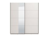 Guardaroba Grande Bianco Opaco Nero Appendiabiti 2 Ripiani 195x217.5h cm, Apertura Scorrevole - Porlezza