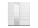 Guardaroba Grande Bianco Opaco Nero Appendiabiti 2 Ripiani 195x217.5h cm, Apertura Scorrevole - Siri