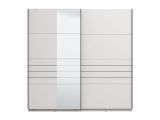 Guardaroba Grande Bianco Opaco Nero Appendiabiti 2 Ripiani 220x217.5h cm, Apertura Scorrevole - Spartano