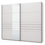 Guardaroba Grande Bianco Opaco Nero Appendiabiti 2 Ripiani 245x217.5h cm, Apertura Scorrevole - Peio
