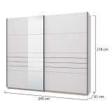 Guardaroba Grande Bianco Opaco Nero Appendiabiti 2 Ripiani 245x217.5h cm, Apertura Scorrevole - Peio