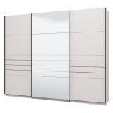 Guardaroba Grande Bianco Opaco Nero Appendiabiti 2 Ripiani 267x217h cm, Apertura Scorrevole - Tures