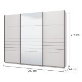 Guardaroba Grande Bianco Opaco Nero Appendiabiti 2 Ripiani 267x217h cm, Apertura Scorrevole - Tures