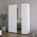 Guardaroba Grande Bianco Opaco Nero Appendiabiti 4 Ripiani 155x208h cm, 6 Vani - Ifrane