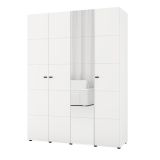 Guardaroba Grande Bianco Opaco Nero Appendiabiti 4 Ripiani 155x208h cm, 6 Vani - Ifrane