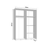Guardaroba Grande Bianco Opaco Nero Appendiabiti 4 Ripiani 155x208h cm, 6 Vani - Ifrane