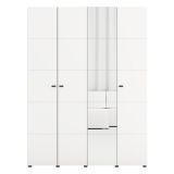 Guardaroba Grande Bianco Opaco Nero Appendiabiti 4 Ripiani 155x208h cm, 6 Vani - Ifrane